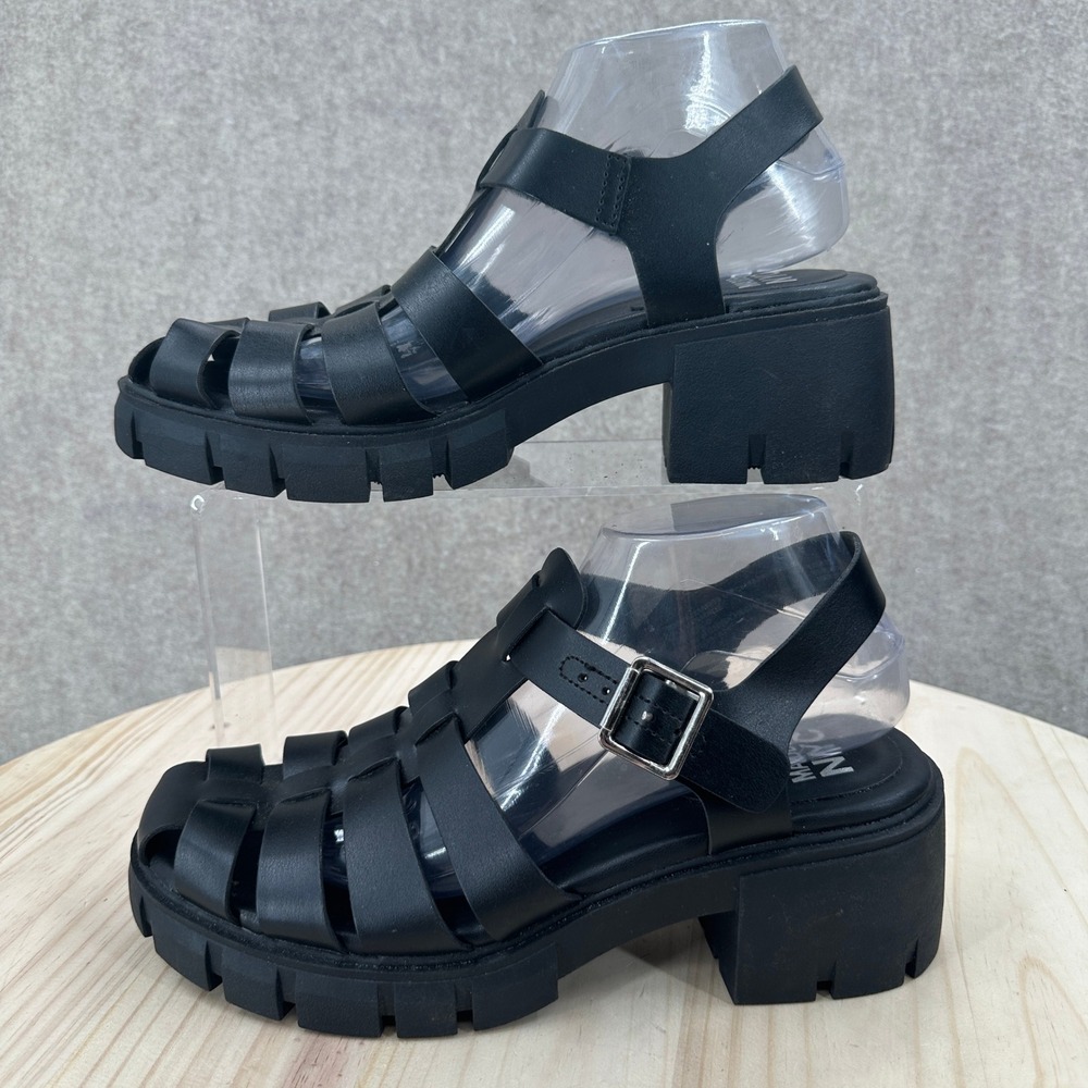 Madden NYC Fisherman Block Heel Sandals Women 9.5 Black WMMN25AM039 Lug Sole